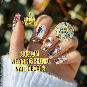 Custom Wedding Photo Waterslide Nail Decals | DIY Anniversary Photo Nail Art | Custom Bachelorette Photo Nail Tattoo Stickers