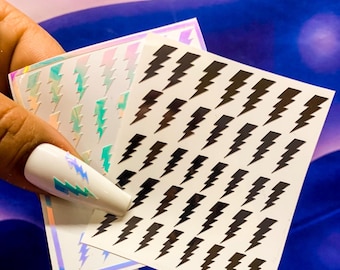 Holographic Lightning Bolt Nail Art Stickers: Manicure Decals