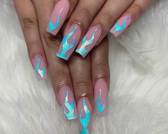 holographic nail flame decals nail decals flame nail art flame nails cute nail art