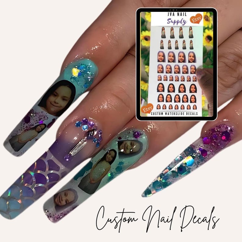 Create Your Own Nail Art Waterslide Decals | Custom Photo Water Decals for manicure | Custom Nail Decal Waterslide image 1
