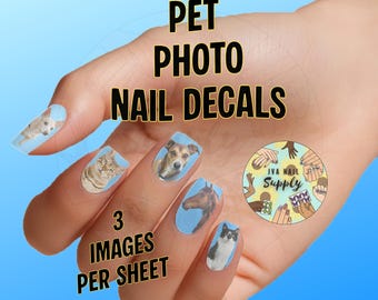 Stickers photo personnalisés pour toboggan aquatique | Stickers ongles animaux | Décoration d'ongles photo personnalisée pour chat ou chien