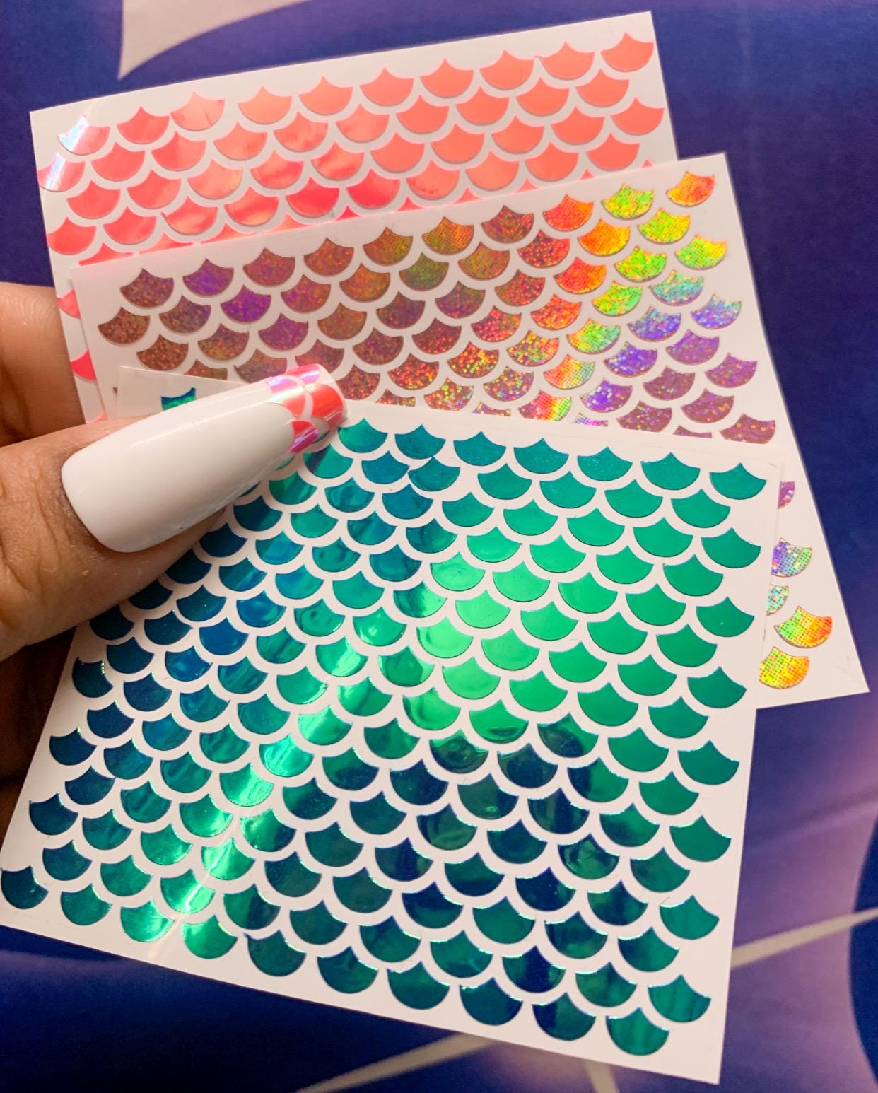 Holographic Mermaid Scale Nail Art Decal Stickers