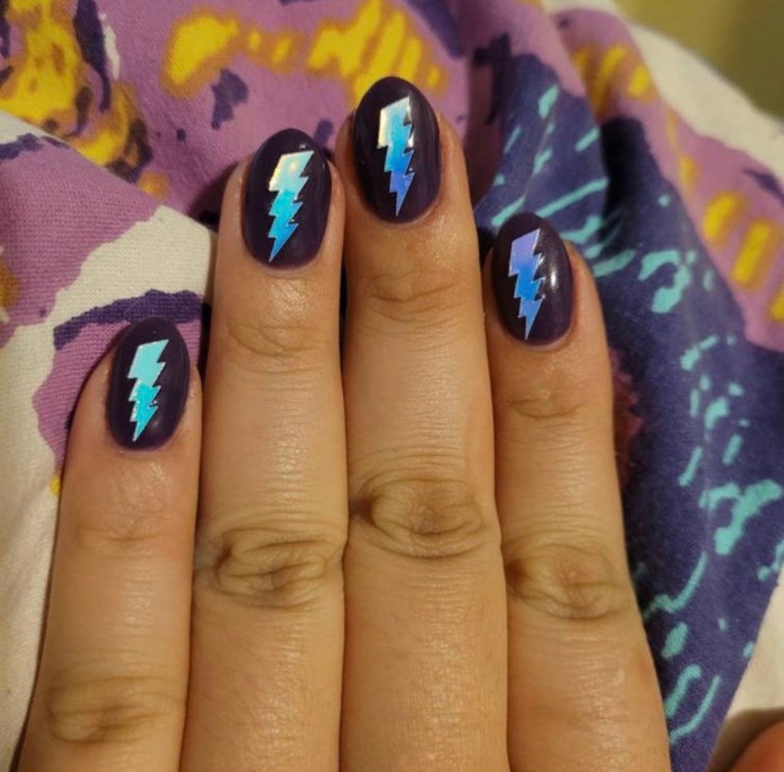 Lightning Bolt Nail Art Sticker Gold Holographic Nail Decal Etsy Il 1140xN.4075475723 9ld4