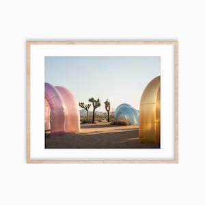 Arched Inflatable Joshua Tree Generative AI Art Print | Whimsical Desert Installation Print | Physical Print Ready to Frame | Desert Decor