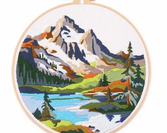 Embroidery Kit for Beginners, DIY Hand Embroidery Full Kit  Needlepoint, DIY Craft, Cross Stitch Set, Handmade Christmas Gift