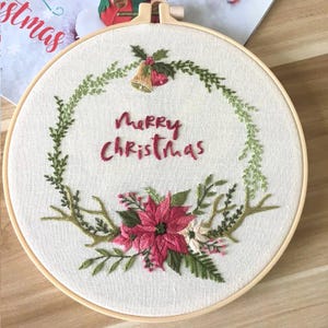 Embroidery Kit for Beginners, DIY Hand Embroidery Full Kit  Needlepoint, DIY Craft, Cross Stitch Set, Handmade Christmas Gift