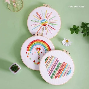 Beginner Embroidery Kit Set of 3, DIY Hand Embroidery Full Kit  Needlepoint, DIY Craft, Cross Stitch Set, Handmade Gift