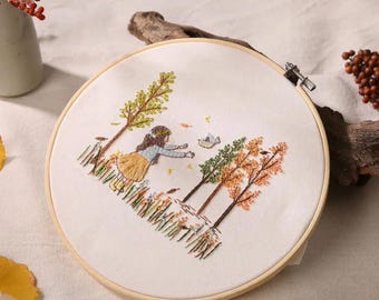 Embroidery Kit for Beginners, DIY Hand Embroidery Full Kit  Needlepoint, DIY Craft, Cross Stitch Set, Handmade Gift, Landscape