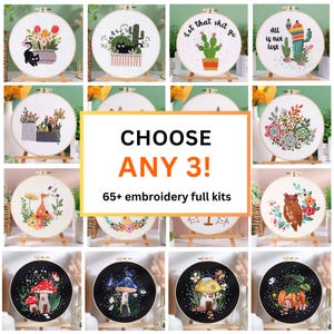 Choose ANY 3! - Embroidery Kit for Beginners, DIY Hand Embroidery Full Kit  Needlepoint, DIY Craft, Cross Stitch Set, Handmade  Gift