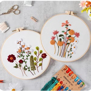 Embroidery Kit for Beginners, DIY Hand Embroidery Full Kit  Needlepoint, DIY Craft, Cross Stitch Set, Handmade Gift, Floral