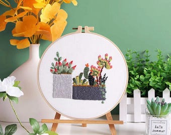 Embroidery Kit for Beginners, DIY Hand Embroidery Full Kit  Needlepoint, DIY Craft, Cross Stitch Set, Handmade Christmas Gift