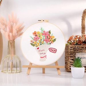 Embroidery Kit for Beginners, DIY Hand Embroidery Full Kit  Needlepoint, DIY Craft, Cross Stitch Set, Handmade Mother&#39;s Day Gift