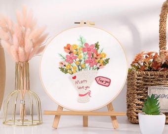 Embroidery Kit for Beginners, Mother's Day Gift, DIY Hand Embroidery Full Kit  Needlepoint, DIY Craft, Cross Stitch Set, Handmade