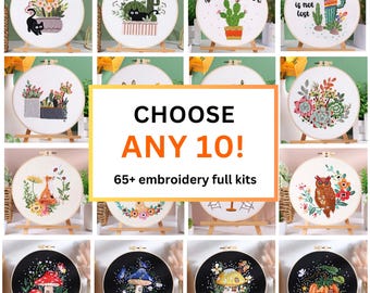 Choose Any 10 Embroidery Kits ! - Super Deal Pack - DIY Hand Embroidery Full Kit  DIY Craft, Cross Stitch Set