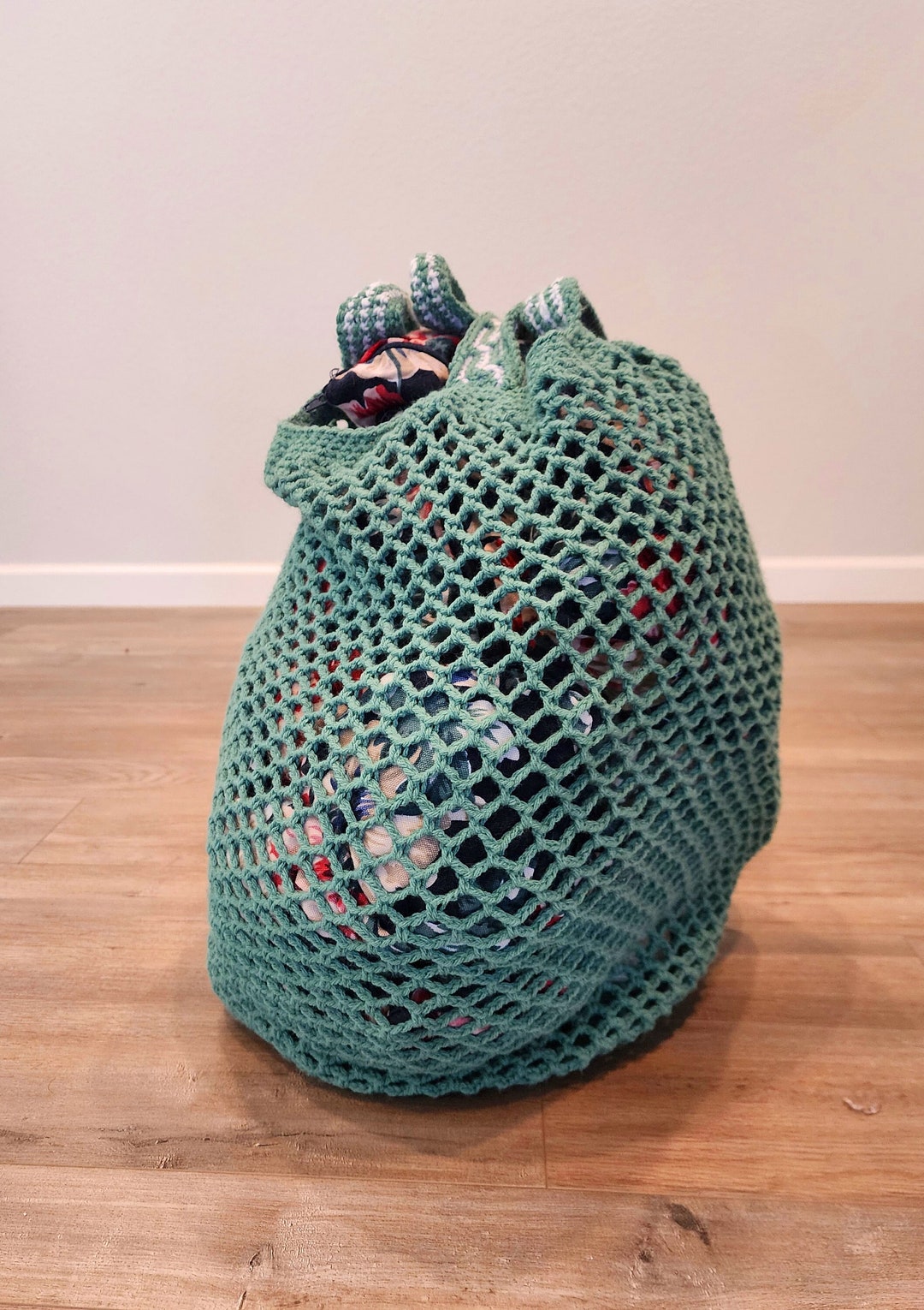 Crochet Laundry / Overnight Bag 100 Cotton HANDMADE Etsy