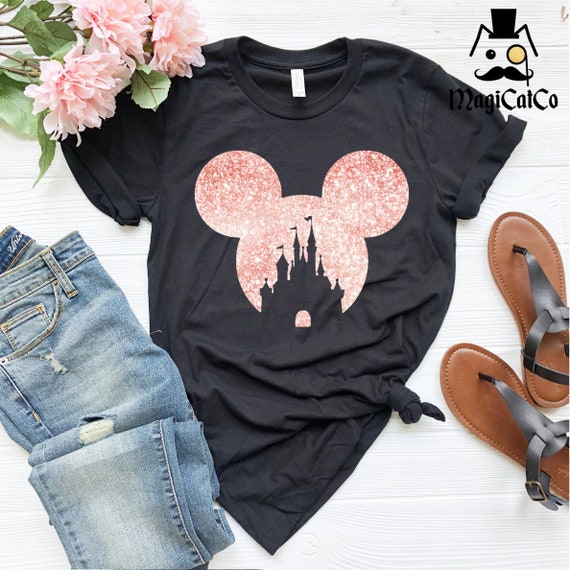 Glitter Mickey Castle Shirtdisney 