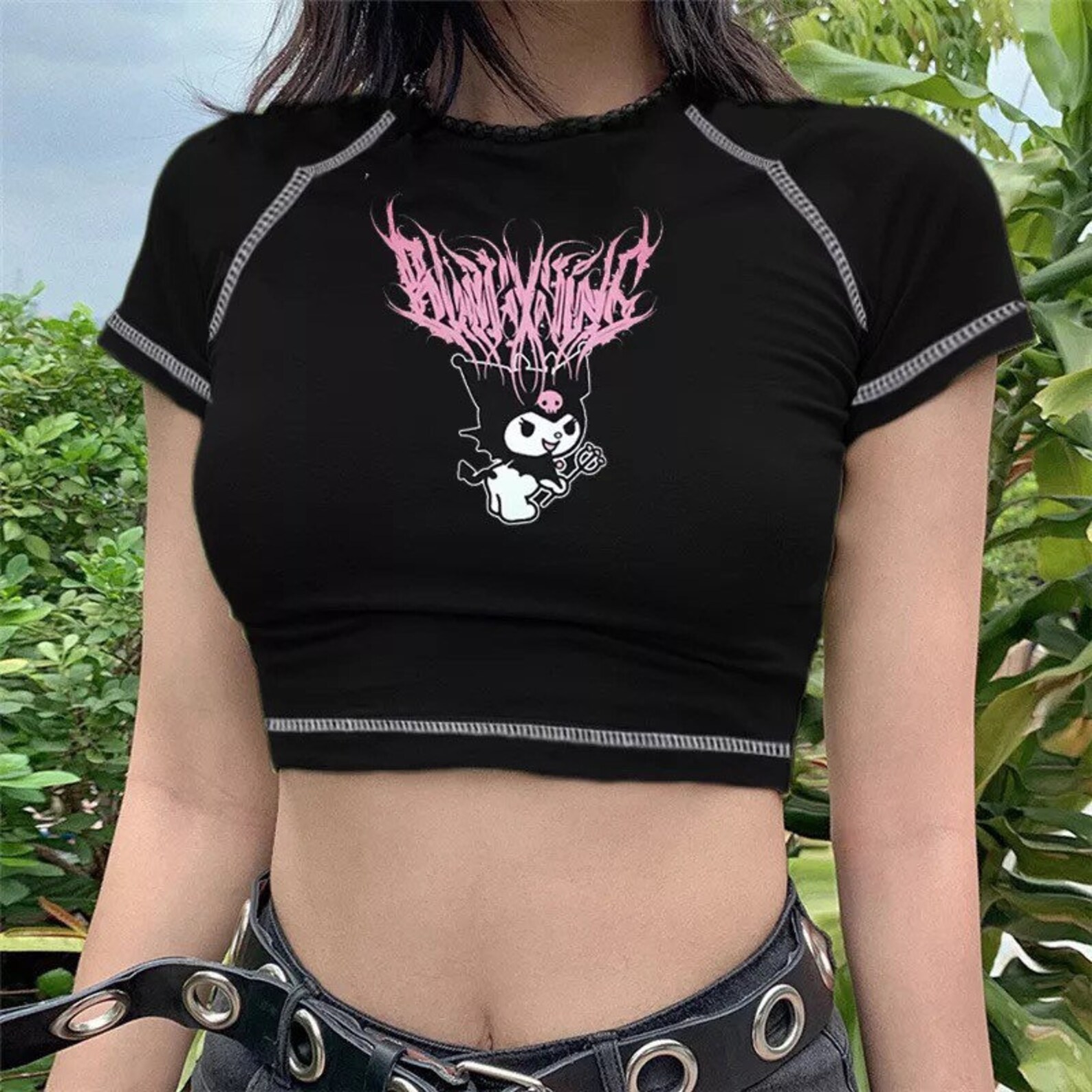 Kuromi crop top graphic tee | Etsy