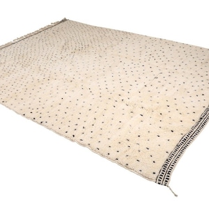 Custom Handmade Moroccan Beni Ourain Rug, White Wool & Black Dots carpet, Scandinavian Decor, Mid-Century Rug, Midcentury Decor, Berber Rug