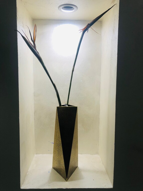Handmade Geometric Copper Vase 13 Inches