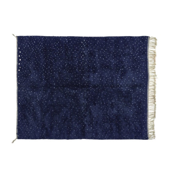 Custom Beni Ourain Rug, Shaggy Navy Blue Wool & White Dots Rug, Beni ourain carpet, Mid-Century Rug, Midcentury Decor, Mid-century Furniture