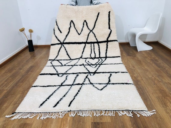 Beni Ourain rug, Handmade Moroccan rug, Berber Beni Rug, 8.46 x 4.72 FT ( 258 x 144 Cm ) Authentic handwoven carpet, Free Shipping