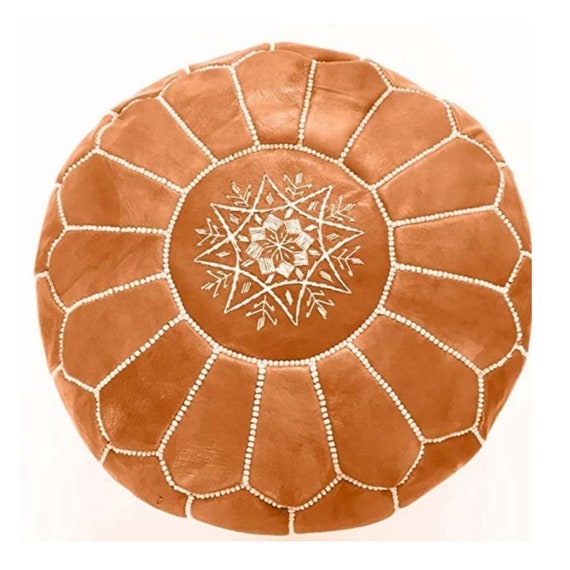 Handmade Moroccan Authentic Leather Pouf Ottoman, Premium Genuine Leather Footstool, UNSTUFFED - 40%OFF SALE & Free Shipping