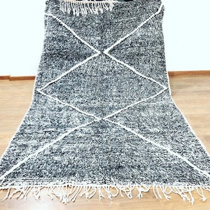 Alfombra beni ourain marroquí hecha a mano, alfombra geométrica beni ouarain en blanco y negro, decoración escandinava nórdica, decoración de mediados de siglo