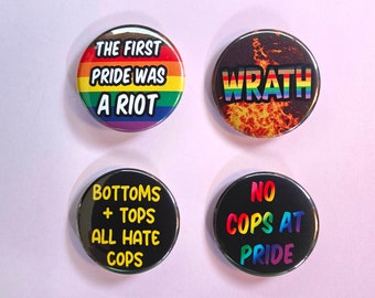 LGBTQ Queer Pride ACAB Pin Button Badge Set / No Cops At Pride