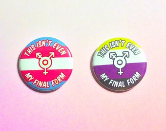 This Isn&#39;t Even My Final Form Pin Button / Queer LGBTQ Trans Nonbinary Pride Pins