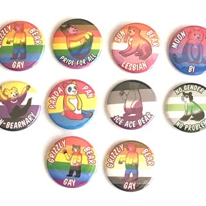 Pride Flag Bear Pin Buttons | LGBTQ, Pride Merch