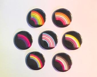 Neon Pride Flag Rainbow Pin Buttons / Queer LGBTQ Trans Pride Pins