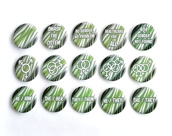 Agender Pride Flag Pin Buttons / Tiger Stripes / Pronouns / LGBT Pride