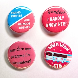 Trans Pride Pin Button Badge Set / Queer LGBT Pride Pins
