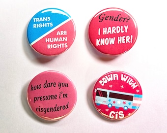 Trans Pride Pin Button Badge Set / Queer LGBT Pride Pins