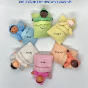 Sleep Sack Bedding for Little Waldorf Pocket Baby Doll, Handmade Wool Felt, European Steiner Dollhouse Sleeping Bag [Dolls sold separately]