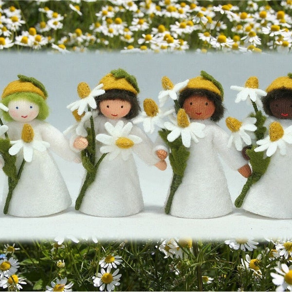 Chamomile Prince Waldorf Doll Flower Fairy, Choice of 4 Inclusive Skin Tones, Natural Wool Felt, Summer Seasonal Table Decor, Herbal Tea