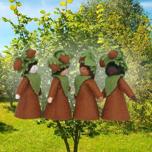 Hazelnut Prince Waldorf Doll Tree Fairy, Natural Wool Felt, Decorative Fall Autumn Seasonal Decor