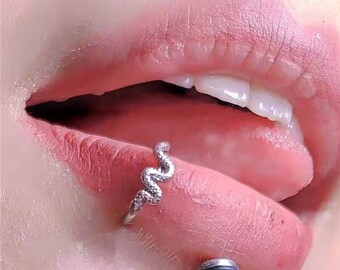 Snake Lip Ring, Punk Lip Ring, Nose Ring, Eyebrow Ring, Cartilage Piercing, Tragus Piercing, Medical Stainless Steel, Body Piercing.