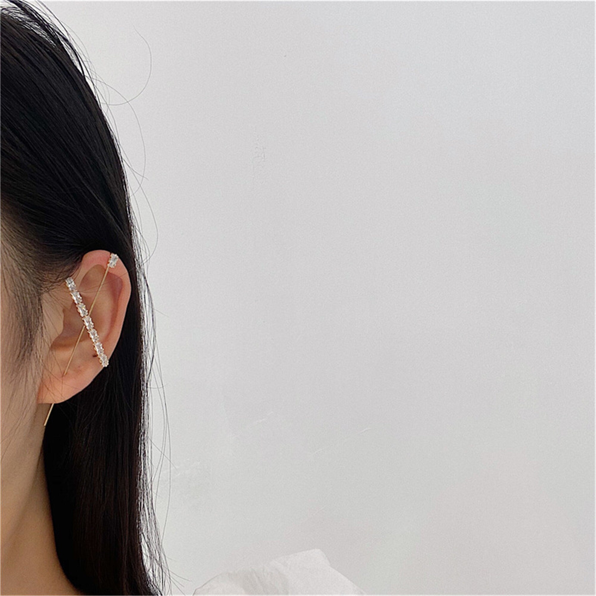 Gold Butterfly Ear Cuff Simple Hook Earring CZ Ear Pin Edgy Etsy