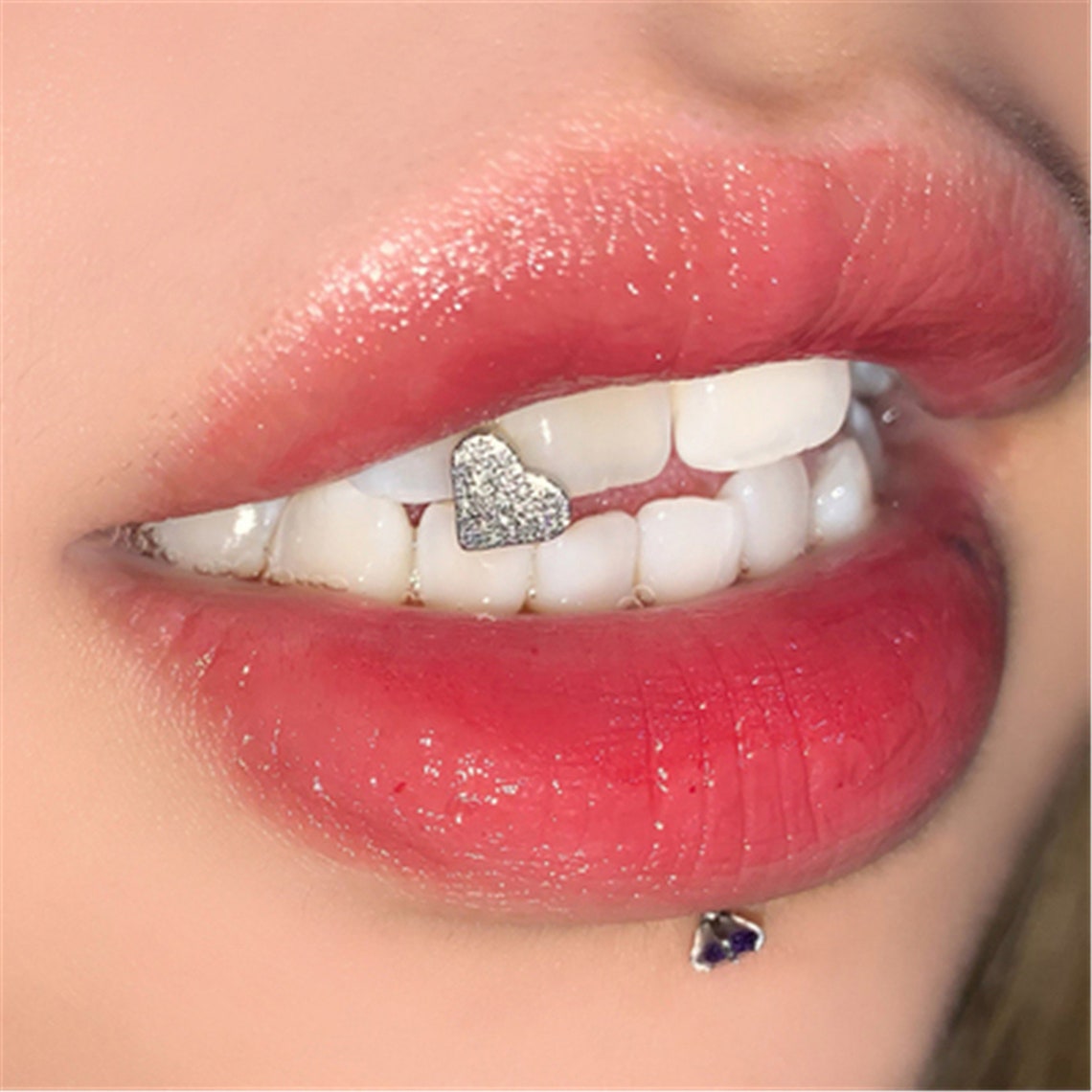 Cute Heart Tongue Piercing Snake Bites Jewelry Shiny Tongue Etsy