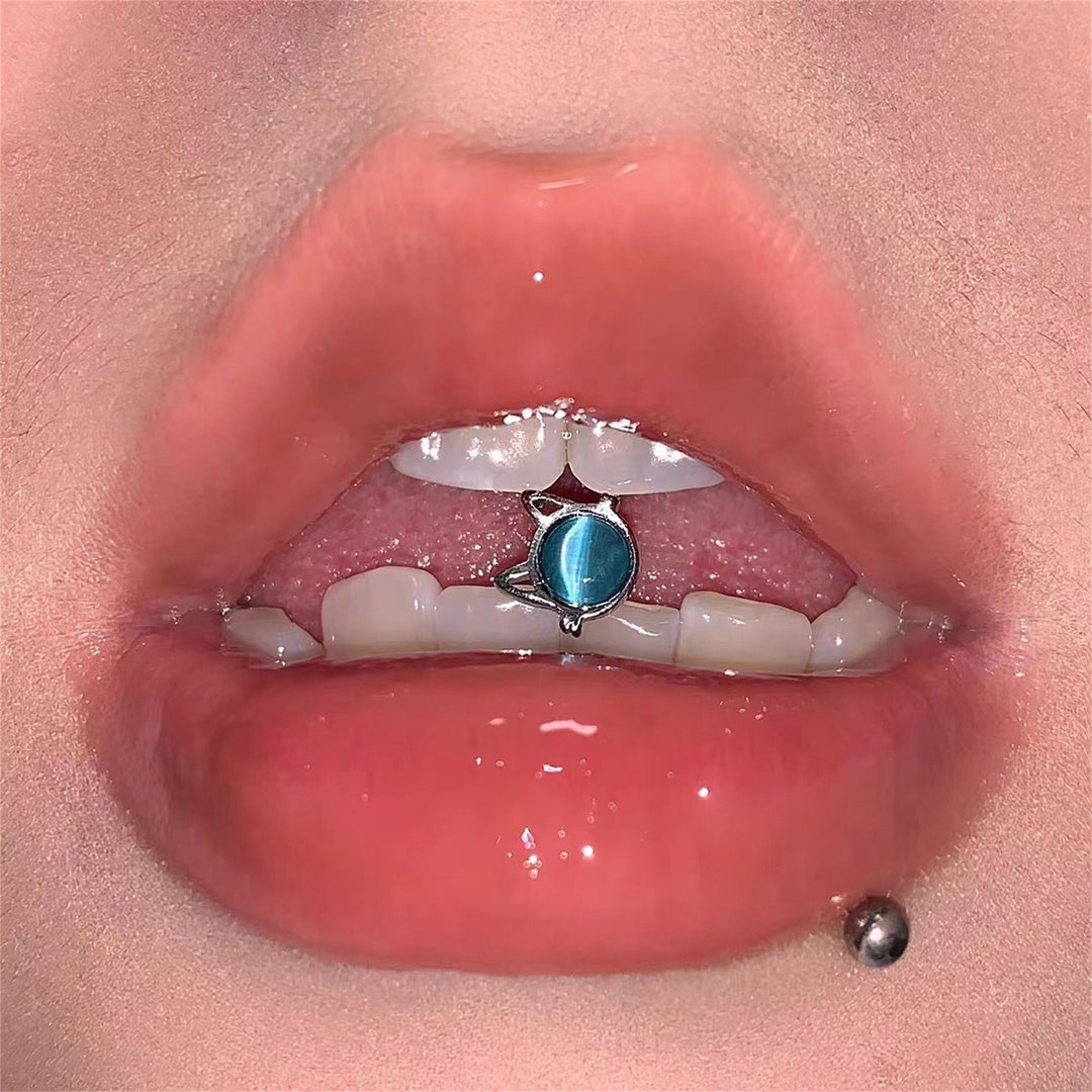 Cute Cat Tongue Stud, Kitten Tongue Ring, Titanium Steel Tongue Stud