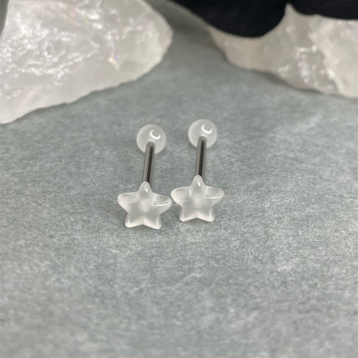 Cute Star Tongue Piercing Acrylic Tongue Ring Titanium Steel Etsy