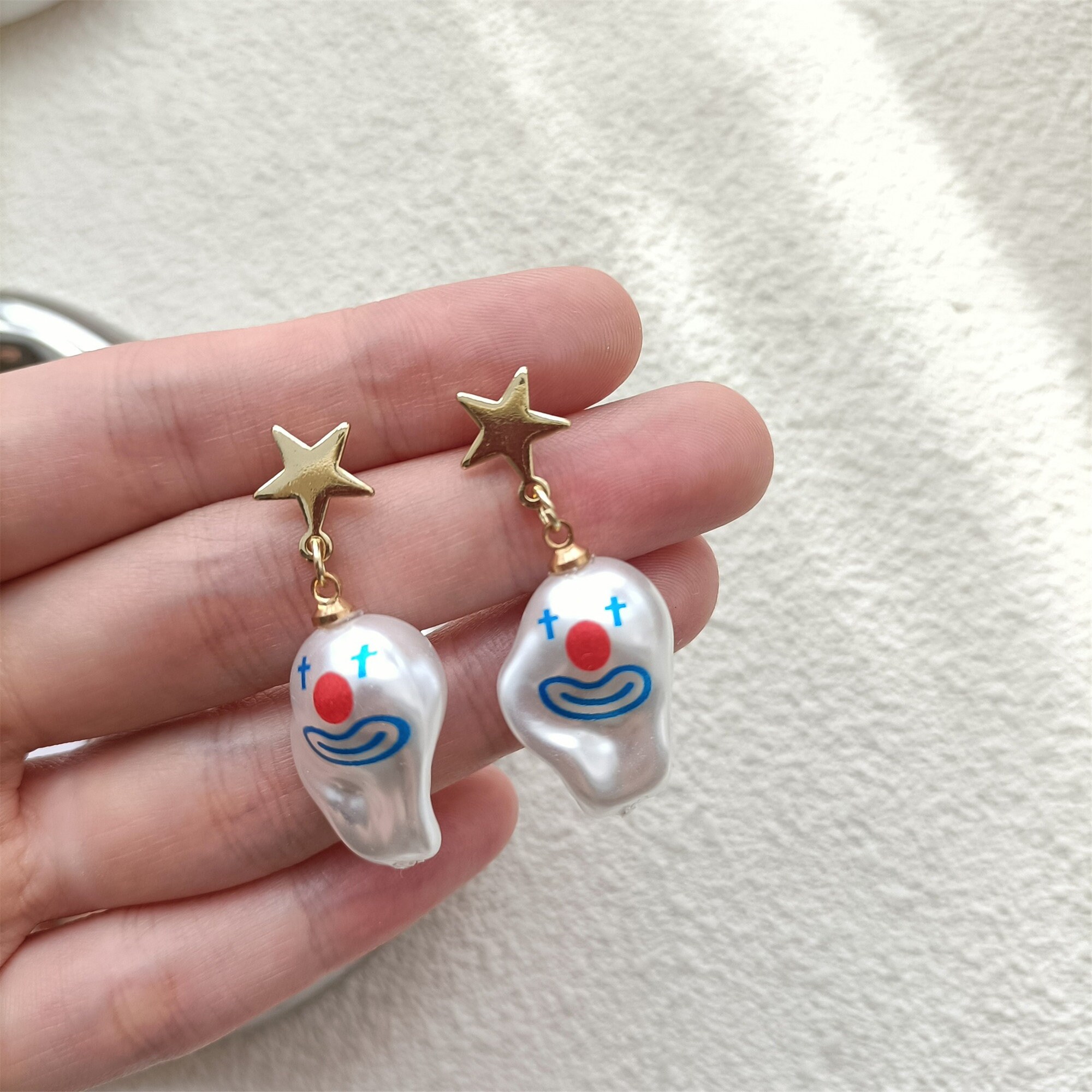 Clown s Smiling Dangle Earring Cute Earring Special shaped Fake