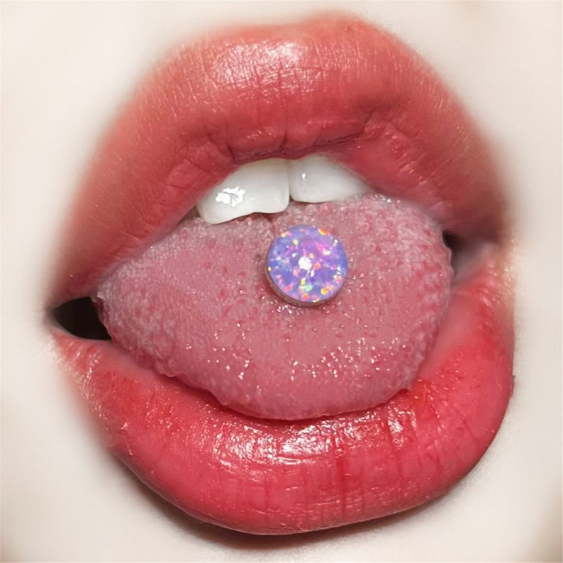 Shiny Tongue Stud Sweet Tongue Ring Tongue Piercing Titanium Etsy