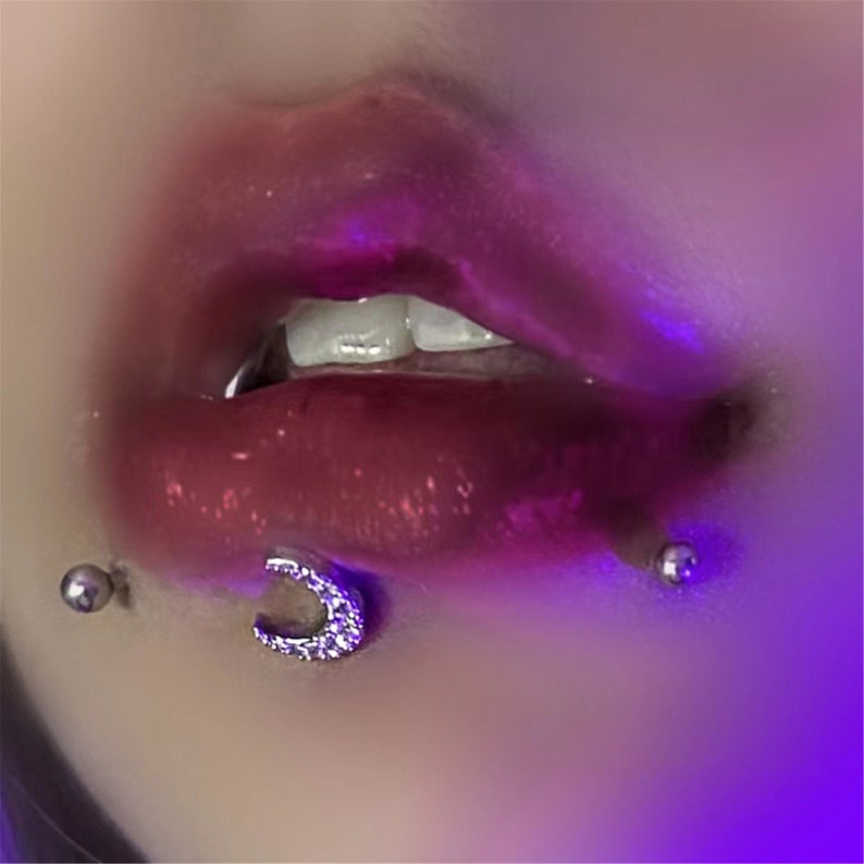 Moon Lip Ring Lip Piercing Zirconia Punk Lip Stud Eyebrow Etsy