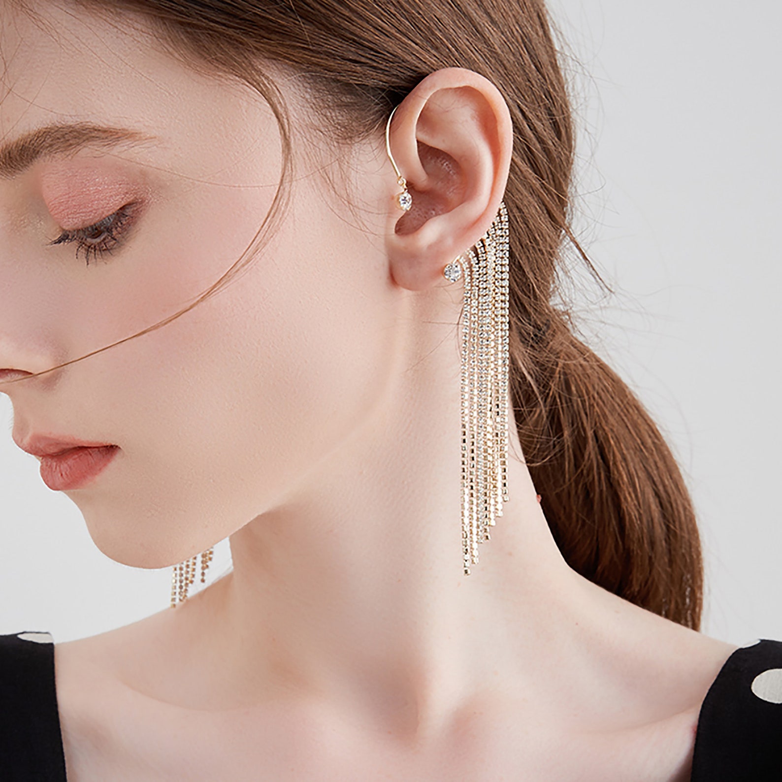 Tassel Earhook Cartilage Earrings No Piercing Earrings Etsy