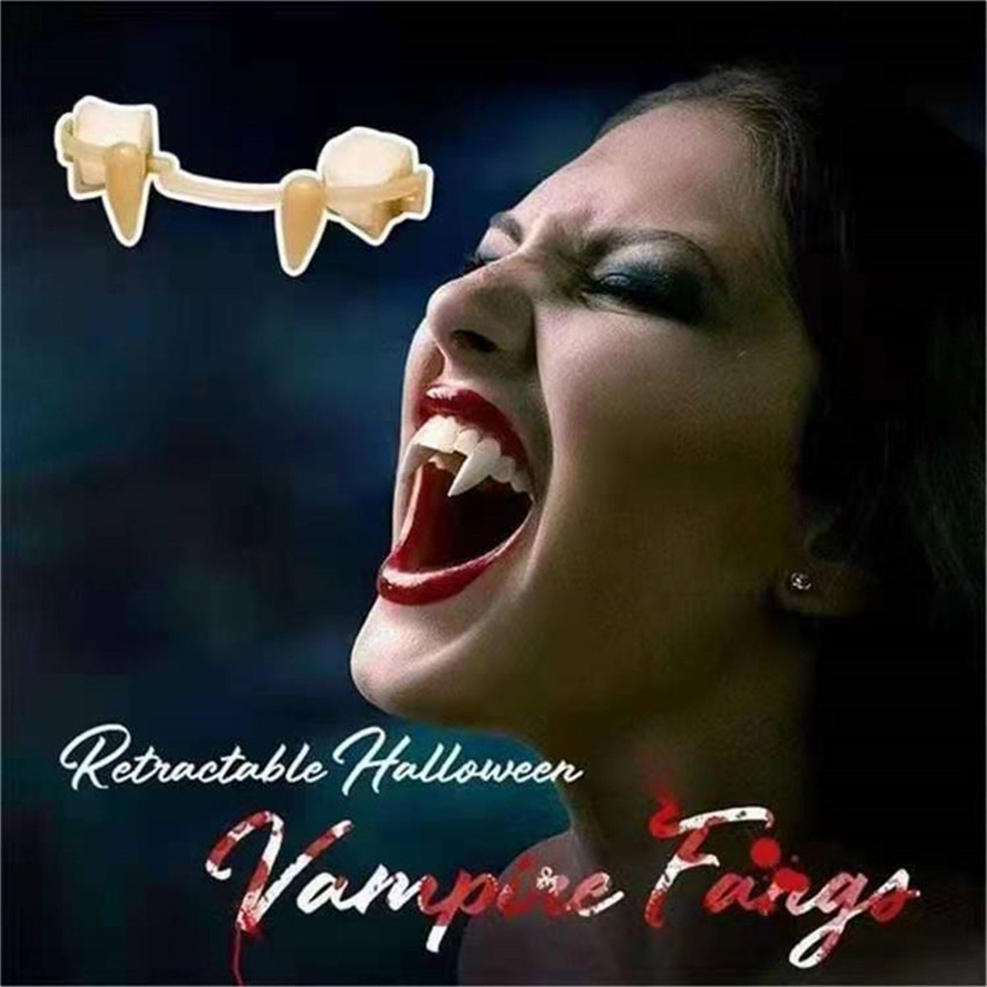 OMKNEPS 2 Pairs Vampire Fangs Teeth Werewolf Cosplay Retractable