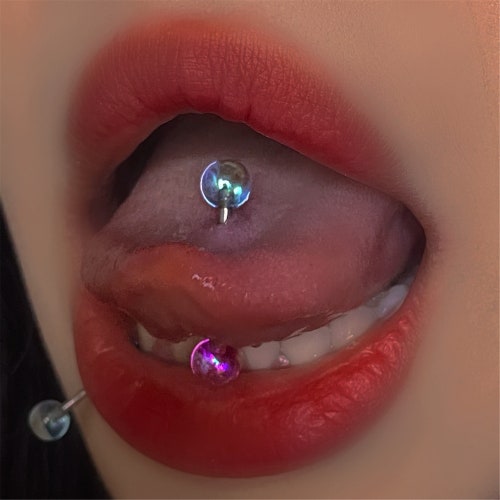 Laser Gloss Tongue Stud Sweet Tongue Ring Titanium Steel Etsy