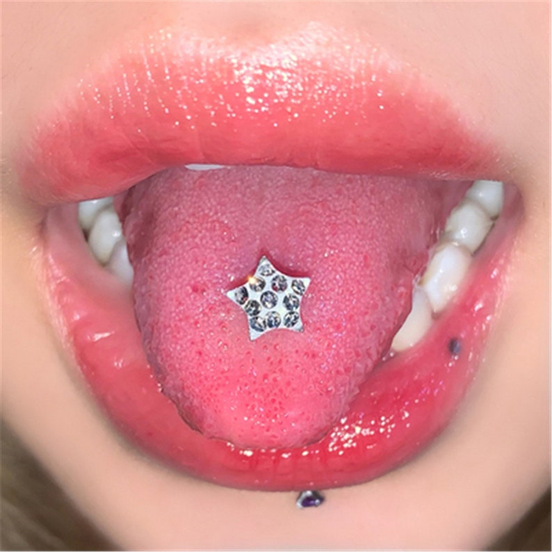 Cute Star Tongue Piercing Snake Bites Jewelry Shiny Tongue Etsy