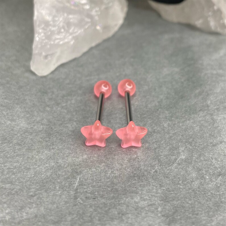 Cute Star Tongue Piercing Acrylic Tongue Ring Titanium Steel Etsy